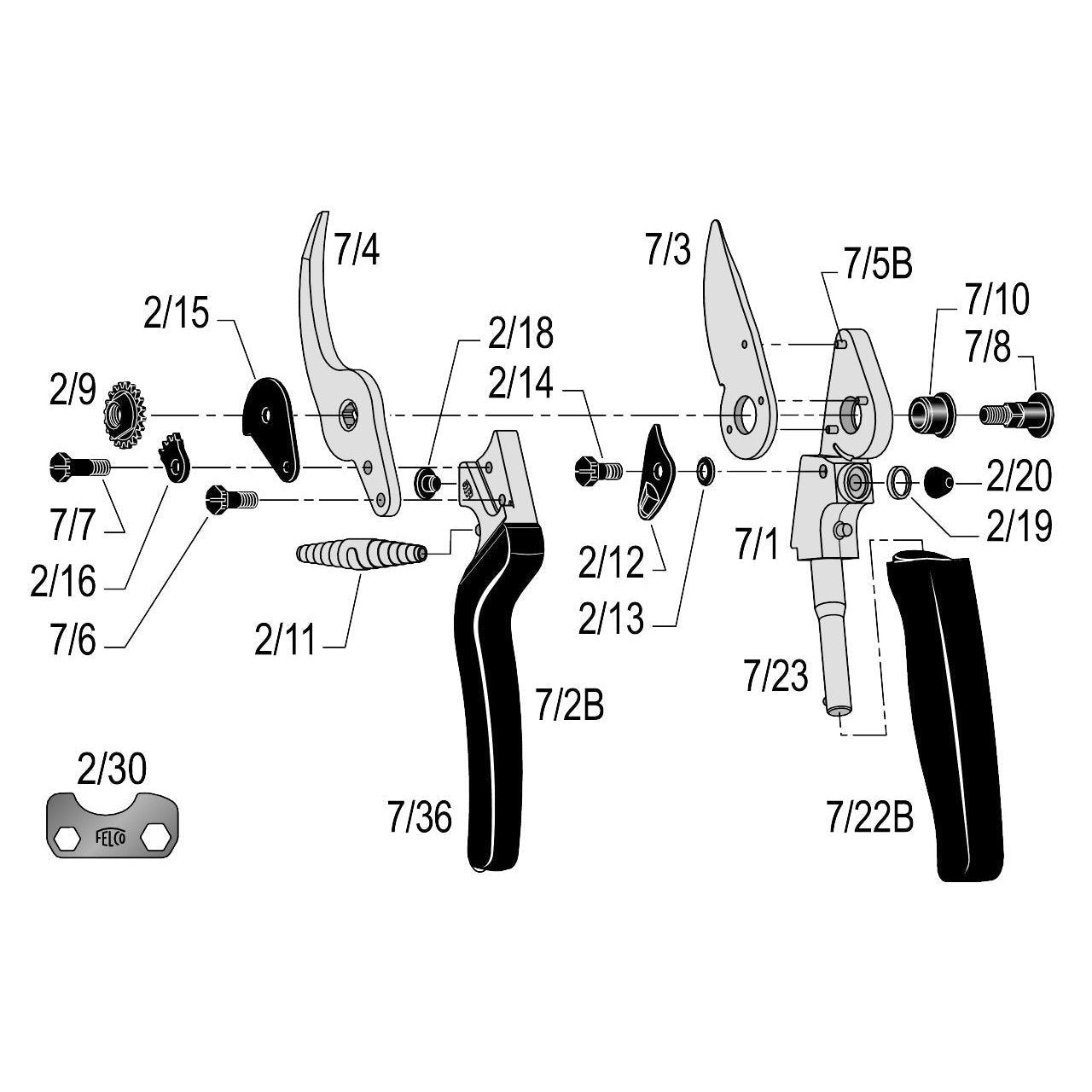 Felco 7 Ergonomic Revolving handle Bypass Pruner F7